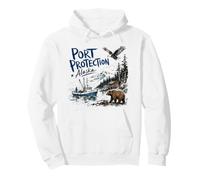 Port Protection Alaska Nature Scene Bear Eagle Fishing Boat Pullover Hoodie