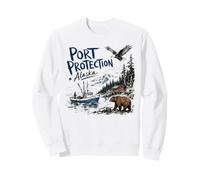 Port Protection Alaska Nature Scene Bear Eagle Fishing Boat Sweatshirt