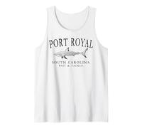 Port Royal South Carolina Shark Fishing Arched Black Letters Tank Top