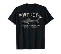 Port Royal South Carolina Shark Fishing Arched Ivory Letters T-Shirt