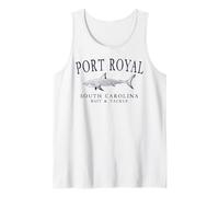 Port Royal South Carolina Shark Fishing Arched Plum Letters Tank Top