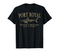 Port Royal South Carolina Shark Fishing Arched Tan Letters T-Shirt