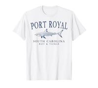 Port Royal South Carolina Shark Fishing Navy Blue Letters T-Shirt