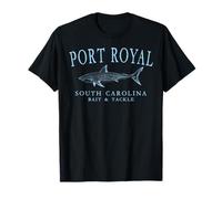 Port Royal South Carolina Shark Fishing Pale Blue Letters T-Shirt