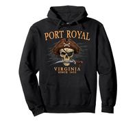 Port Royal Virginia Pirate Skull Since 1652 Orange Pullover Hoodie