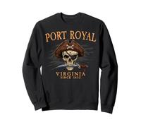 Port Royal Virginia Pirate Skull Since 1652 Orange Sweatshirt