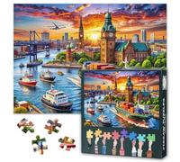 Port Scenes - Freighter and Bustling Ships 1000 Piece Puzzle for Adults - Vibrant Architecture Challenging Puzzle for Game Nights - Finished Size is 27.5" x 19.6" (German City)
