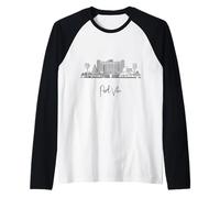 Port Vila Vanuatu Skyline Travel Souvenirs Black Cityscape Raglan Baseball Tee