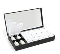 PORT X POLISH Designer Weekly Pill Box Organizer (AM/PM 2X Daily, Classic Black) | Compact, Stylish 7-Day Vitamin Supplement Case | Cute Portable Mini Travel Medicine Carrier | BPA-Free Pillbox Caddy