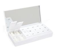 PORT X POLISH Designer Weekly Pill Box Organizer (AM/PM 2X Daily, Crisp White) | Compact, Stylish 7-Day Vitamin Supplement Case | Cute Portable Mini Travel Medicine Carrier | BPA-Free Pillbox Caddy