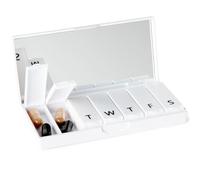 PORT X POLISH Designer Weekly Pill Box Organizer (Single 1X Daily, Crisp White) | Compact, Stylish 7-Day Vitamin Supplement Case | Cute Portable Mini Travel Medicine Carrier | BPA-Free Pillbox Caddy