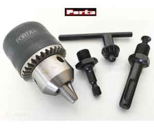 PORTA 13mm (1/2") Keyed Chuck With IMPACT Driver 1/4" HEX & SDS+ Drill Adaptor
