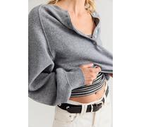 Porta Cashmere Henley Sweater at Free People in Cloudy, Size: Large - female