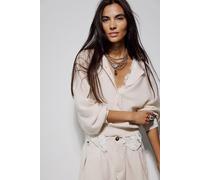 Porta Cashmere Henley Sweater at Free People in Pearl, Size: Medium - female