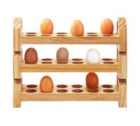 Porta Di Uova Di Gallina - Contenitore Espositore Mensola, Organizzatore Per Uova | Scaffale 3 Ripiani Per Conservazione Uova, Dispenser In Legno Rustico Per Cucina Casa Ristorante Fattoria