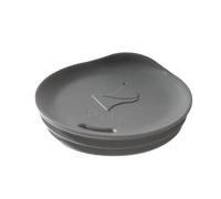 Porta Via Reusable Coffee Cup Silicone Lid - Fits Most Tumbler, Water Bottle, & Ceramic Coffee Mug Between 3⅜”-3⅝” - Dishwasher-Safe Travel Mug Lid keeps your beverage in your mug (Large - Grey)