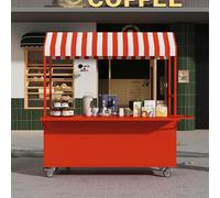 Portab with Canopy - Mobile Vendor Trolley on Wheels 120cm Display Stand for Outdoor Markets & Street Events Ideal Food Display Solution for Vendors