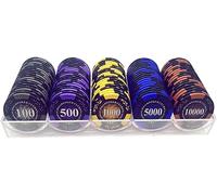Portable 100PCS Poker Chips Monte Carlo Games Chips - 14g for Counting Markers Math Learning Poker Chips, Clay Chips Acrylic Suit Metal Core