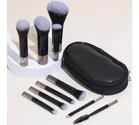 Portable 10Pcs Makeup Brush Set with Case for Foundation Blush Eye Shadow - Complete Cosmetic Brushes Kit Ultra-Soft Bristles Travel Size Premium Synthetic Fibers Lightweight Durable Daily Use Perfect