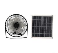 Portable 10W Solar Fan with USB Rechargeable Dual-Use Table Floor Fan for Camping RV Greenhouse Dog Kennel Outdoor Cooling Black(Without Stand)