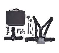 Portable 12 in 1 Action Camera Tool Set AT364, Universal Motion Camera Accessory Kit with Chest Belt Bracket, Selfie Stick, Bike Mount for Outdoor Sports Like Cycling, Climbing, Ca