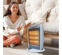 Portable 1200W Halogen Heater - Instant Heat Oscillating Electric Heater with 3 Bars for Home, Office & Indoor Spaces