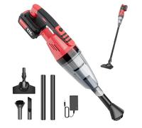 Portable 120W Cordless Vacuum Cleaner 2200mAh Battery, 5500Pa Lightweight Handheld Stick Vacuum with Detachable 2-Section Tubes, 3 Heads, Filter, for Home, Car Cleaning (Red)
