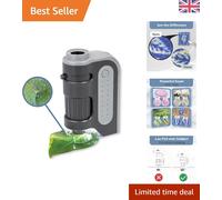 Portable 120x LED Pocket Microscope for Students and STEM Education, Grey