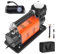 Portable 12V Tire Inflator Heavy Duty Air Compressor 7.06CFM 150PSI Off Road Air Pump with Adapters for Car SUV RV Truck Includes 6.5ft Power Cord 26ft Air Hose with Pressure Gauge and Carrying Bag