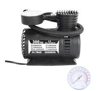 Portable 12V Tire Inflator Pump, Mini Electric Air Compressor with Pressure Gauge and Compact Design, Low Noise and Efficient Inflation, Ideal for Cars, Bikes, and More Black