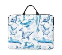 Portable 14 inch Laptop Sleeve, Watercolor Cute Dolphin Laptop Bag