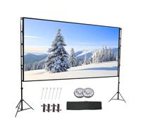 Portable 150in Projector Screen with Stand 16:9 Widescreen 4K HD Wrinkle-Free 160° Viewing Angle Ideal for Outdoor Indoor Home Cinema & Backyard Parties