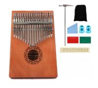 Portable 17-note Kalimba Solid mahogany thumb Piano for beginners includes a tuning hammer and study guide (Grain)