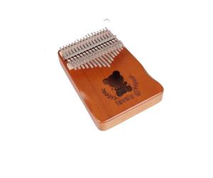 Portable 17-note Kalimba Solid mahogany thumb Piano for beginners includes a tuning hammer and study guide (Bear wood)