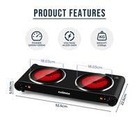 Portable 2-Burner Electric Hot Plate,2400W, 3.3KG Cusimax Black One Size
