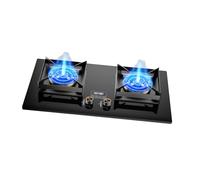 Portable 2 Burner Stove,5.2KW Camping Gas Stove,LPG/NG Dual-Purpose,with Timer and Tempered Glass for Home Outdoor Cooking(LPG)