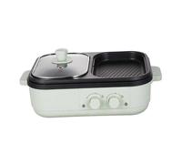 Portable 2-in-1 Electric Hot Pot & Grill Pan with Non-Stick Surface for Dorm, Home, Camping and Outdoor BBQ