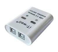 Portable 2 in 1 Out Splitter USB Printer Sharing Device Hub Plug and Play,White