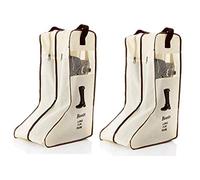 Portable 2 Pair Boot Storage Bags Dust Proof Shoe Bags,Zippered Boots Organizer Protector Bag for Home and Travel, Beige, tall