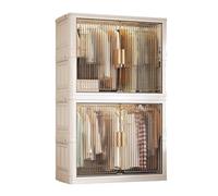 Portable 2-Tier Closet System - Wardrobe Sto Cabinet with Visual Doors & Wheels, Easy Assembly for Bedroom & Living Room - Space-Saving nizer