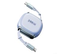 Portable 240W PD Fast Charging Cable USB C Retractable Cord TPE Aluminum Alloy 4 Preset Lengths for Desk Car Purple 100cm(Grey)