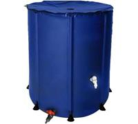 Portable 250L Rainwater Collection System, Foldable Mesh Top Rain Barrel with Downspout and Tap, Efficient Garden Water Storage Solution (Blue)