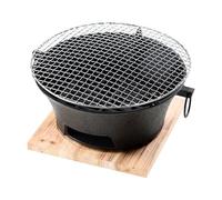 Portable 26cm Cast Iron Charcoal BBQ Grill - Mini Camping Barbecue Outdoor Cooking Equipment for Picnics Tailgating & Camping Perfect for Charcoal Cooking