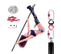 Portable 2M Aerial Dance Pole, 360° Rotating Stripper Pole for Home Studio Acrobatic Performance, 45mm Silver with 1m Extension Tube