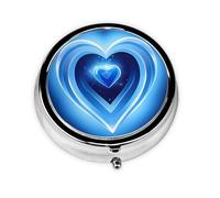 Portable 3-Compartment Pill Box â€“ Round Daily Medicine Organizer for Pocket or Purse, Baby Blue Heart Ideal for Morning, Noon & Evening Doses