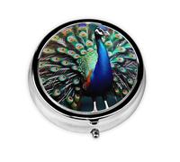 Portable 3-Compartment Pill Box â€“ Round Daily Medicine Organizer for Pocket or Purse, Beautiful Peacock Ideal for Morning, Noon & Evening Doses