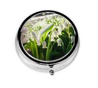 Portable 3-Compartment Pill Box â€“ Round Daily Medicine Organizer for Pocket or Purse, Bell Orchid Print Ideal for Morning, Noon & Evening Doses