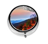Portable 3-Compartment Pill Box â€“ Round Daily Medicine Organizer for Pocket or Purse, Blue Ridge Mountains Ideal for Morning, Noon & Evening Doses