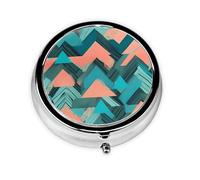 Portable 3-Compartment Pill Box â€“ Round Daily Medicine Organizer for Pocket or Purse, Coral and Teal Arrows Ideal for Morning, Noon & Evening Doses