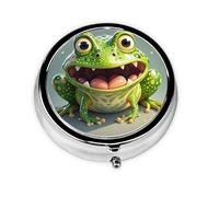 Portable 3-Compartment Pill Box â€“ Round Daily Medicine Organizer for Pocket or Purse, Frog with Mouth Open Ideal for Morning, Noon & Evening Doses